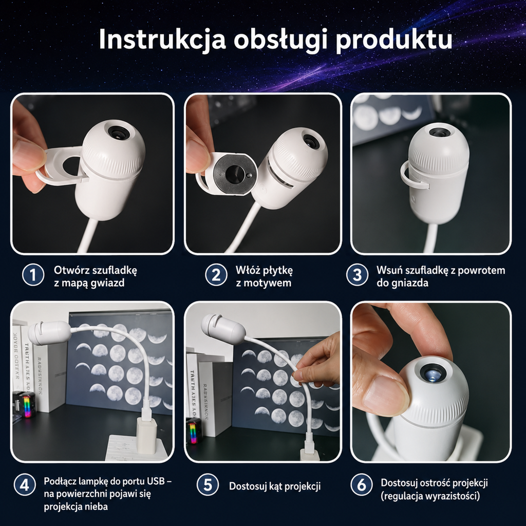 Projektor Gwiazd Kosmolight - instrukcja obsługi krok po kroku (PL)