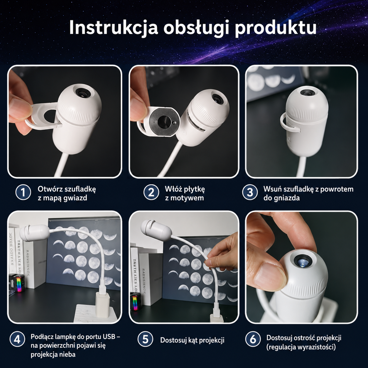 Projektor Gwiazd Kosmolight - instrukcja obsługi krok po kroku (PL)